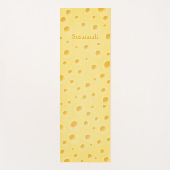 Beautiful Yellow Swiss Cheese Personalized Yoga Mat (Front)