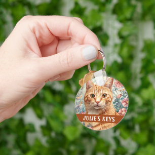 Beautiful Yellow Tabby Cat Custom Keychain
