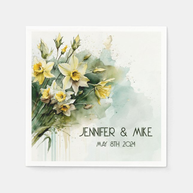 Beautiful yellow water daffodils  napkin (Front)