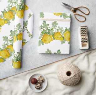Beautiful Yellow Wedding Rose Flower Wrapping Paper