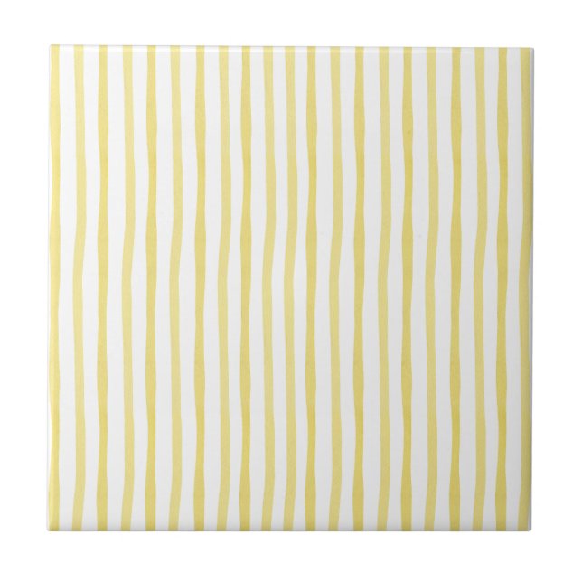 Beautiful yellow white stripes cute design tile (Front)