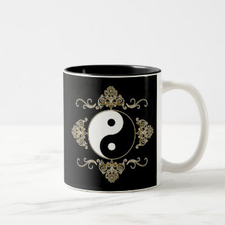 Beautiful Yin Yang Design in Black and Gold Two-Tone Coffee Mug