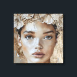 Beautiful Young Fashion Model Floral Portrait Art Canvas Print<br><div class="desc">Elevate your home decor with this stunning "Beautiful Young Fashion Model Floral Portrait Art Canvas Print." This exquisite square canvas art piece features a contemporary portrait of a young woman, meticulously crafted to capture her elegance and grace. The soft beige background enhances the painting's delicate aesthetic, making it a perfect...</div>