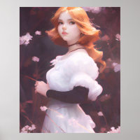 Beautiful Young Girl Amongst Pink Flowers Portrait