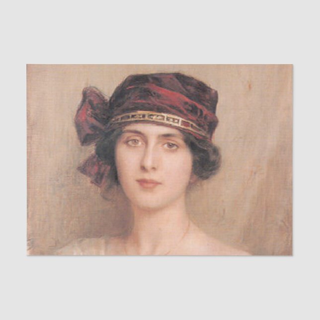 Beautiful,young lady,by Albert Lynch,Belle epoque, Tissue Paper (Front)