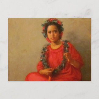 Beautiful Young Lei Seller  In Old Hawaii Postcard