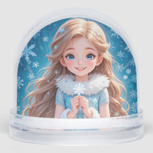 Beautiful  young snow maiden snowglobe