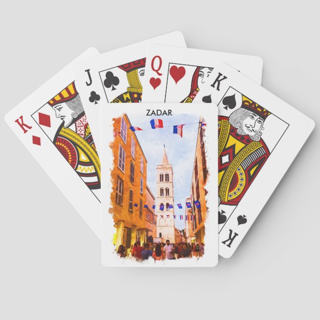 Beautiful Zadar Croatia Watercolor painting Playing Cards (Back)