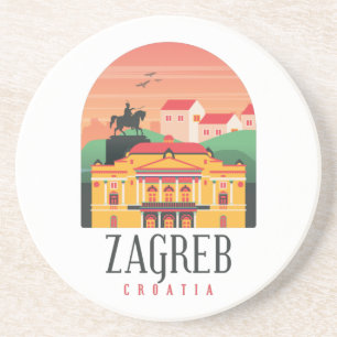 Beautiful Zagreb Croatia Cityscape Vintage Coaster