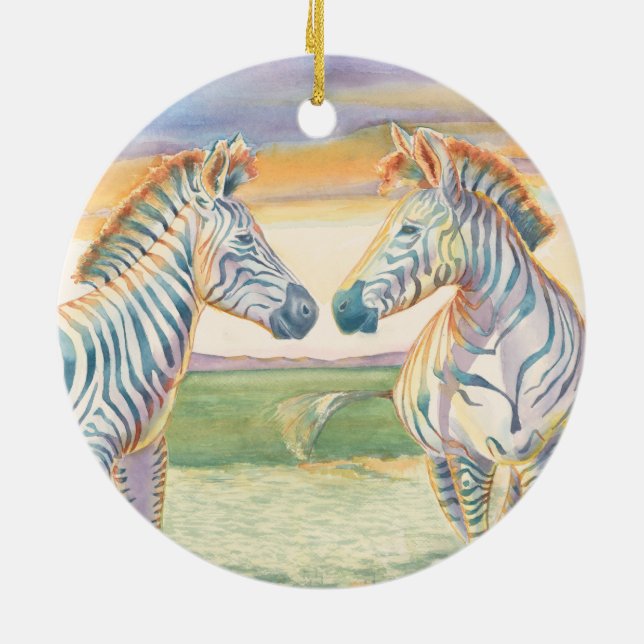 Beautiful Zebra Ceramic Ornament (Back)