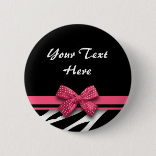 beautiful zebra pink bow button