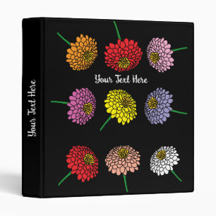 Beautiful Zinnia garden flower design custom Binder