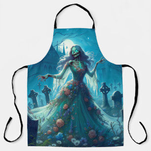 Beautiful Zombie in Graveyard Apron