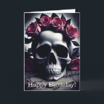 Beautifull Dark & Gothic Rose Skull Birthday Card<br><div class="desc">A dark and gothic painting of a human skull surrounded by pale gothic roses and petals, featuring a creepy desaturated gothic atmosphere and otherworldly atmosphere, this birthday card is perfect for lovers of dark gothic skulls and dark romantic gothic flowers and roses, giving a unique birthday message with this unique...</div>