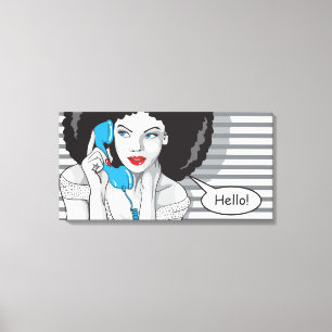 beautifull girl callling, hello, POP art Canvas Print