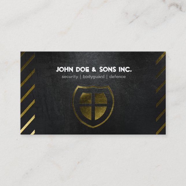Beautifull Security Black Gold icon Business Card (Front)