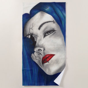 Beautifully Broken Goth Girl Horror Fantasy Art Beach Towel
