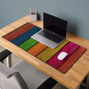 beautifully coloured wooden planks desk mat