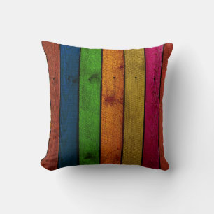 beautifully coloured wooden planks throw pillow