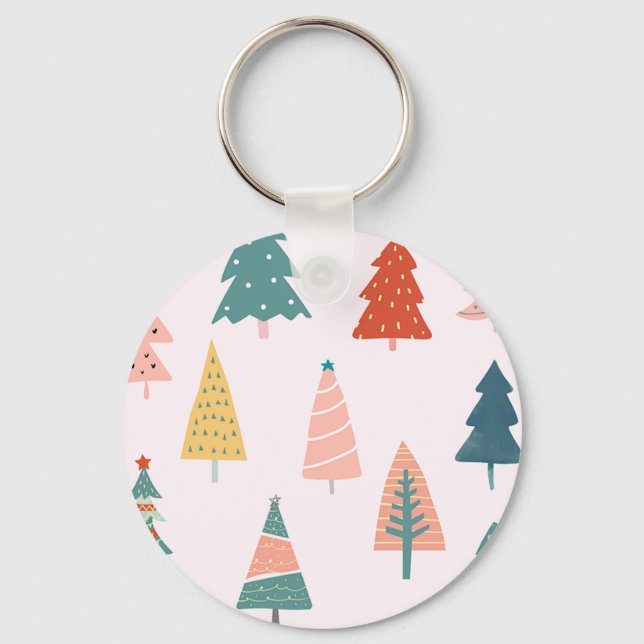 Beautifully Decorated Christmas Tree  Keychain (Front)