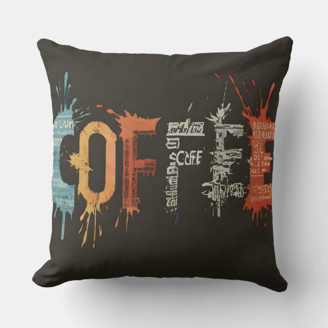Beautifully Designed Modern Coffee Art Throw Pillow (Front)