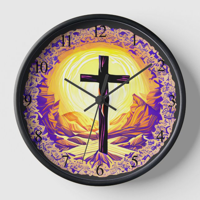 Beautifully Detailed Christian Cross Clock (Front)