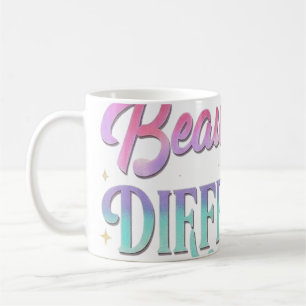 Beautifully Different – Elegant Rainbow Typography Coffee Mug