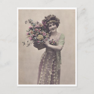 Beautifully Dressed Retro Young Woman Postcard