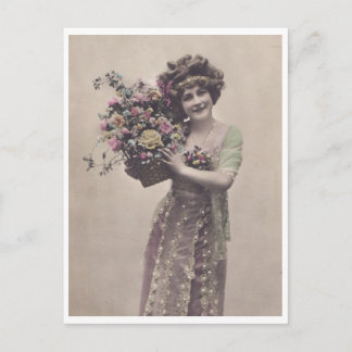 Beautifully Dressed Retro Young Woman Postcard