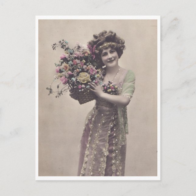 Beautifully Dressed Retro Young Woman Postcard (Front)