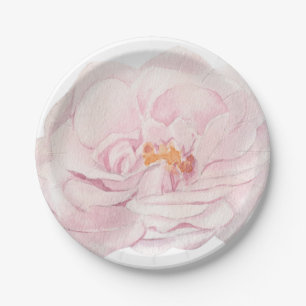 Beautifully Hand Drawn Pink Peony  Paper Plate