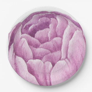 Beautifully Hand Drawn Pink Peony  Paper Plate
