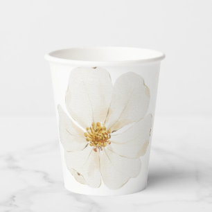 Beautifully Hand Drawn White Peonies Paper Cups