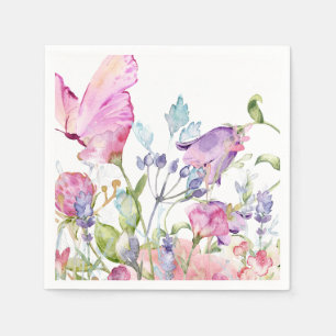 Beautifully Hand Painted Floral Print  Napkin