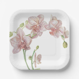 Beautifully Hand Painted Orchid Paper Plate