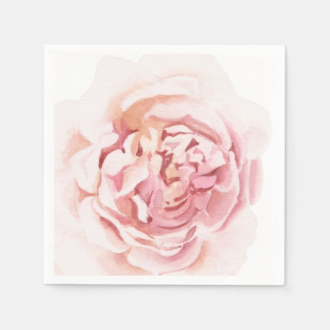 Beautifully Hand Painted Peony Print Napkin (Front)