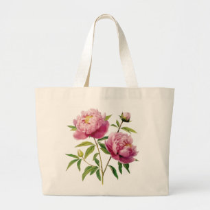 Beautifully Hand Painted Pink Peonies Large Tote Bag