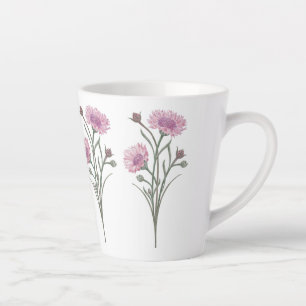 Beautifully Hand Painted Pink Wild Flowers Latte Mug