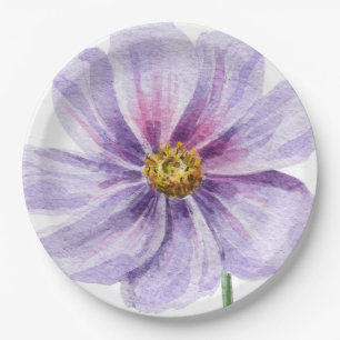 Beautifully Hand Painted Purple Wild Flower Paper Plate