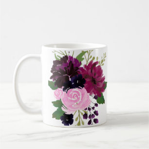 Beautifully hand painted watercolour flowers coffee mug