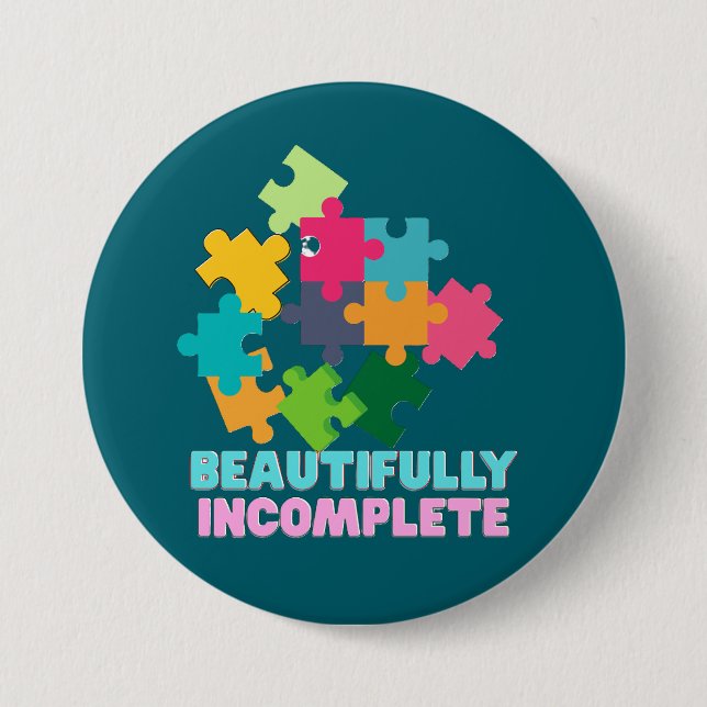 Beautifully Incomplete Colourful Puzzle Piece 3 Inch Round Button (Front)