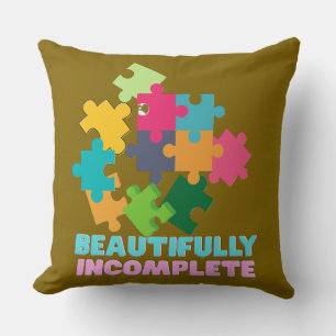 Beautifully Incomplete Colourful Puzzle Piece Throw Pillow