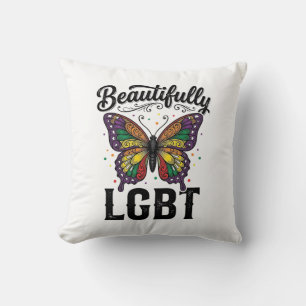 Beautifully LGBT Butterfly Vintage Pride Shirt_1 Throw Pillow