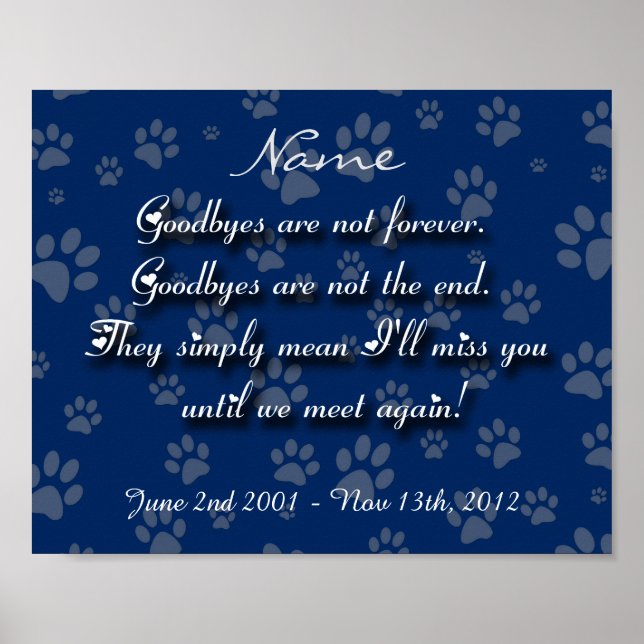 Beautifully Personalized Dog or Cat Memorial Poster (Front)