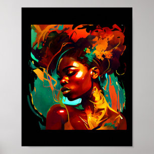 Beautuful Black Art African American Woman Paintin Poster