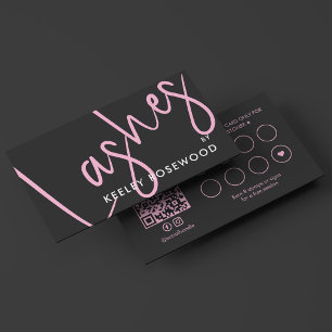 Beauty Aesthetic Pink Black Lash Lift Extensions Loyalty Card