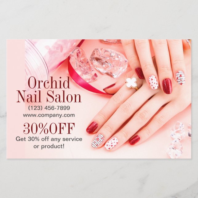 Beauty Aesthetician Manicure Nail Salon Price List Flyer (Front)