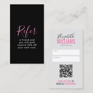 Beauty Aesthetics Salon QR Code Appointment Referral Card