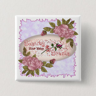 Beauty and Brains 2 Inch Square Button