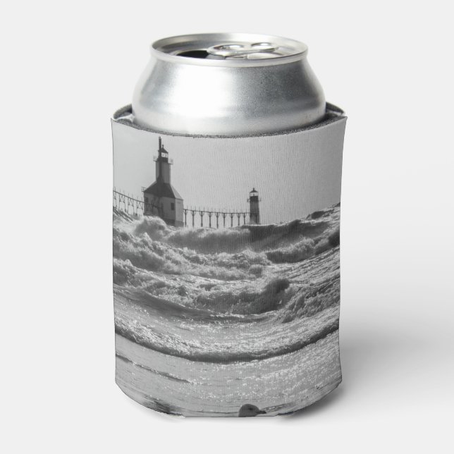 Beauty And Force Grayscale Can Cooler (Can Front)